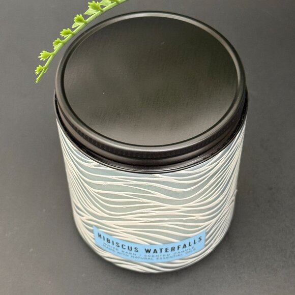 BBW Hibiscus Waterfall White Barn Bath & Body Works Mason Jar Single Wick Candle - Picture 4 of 10